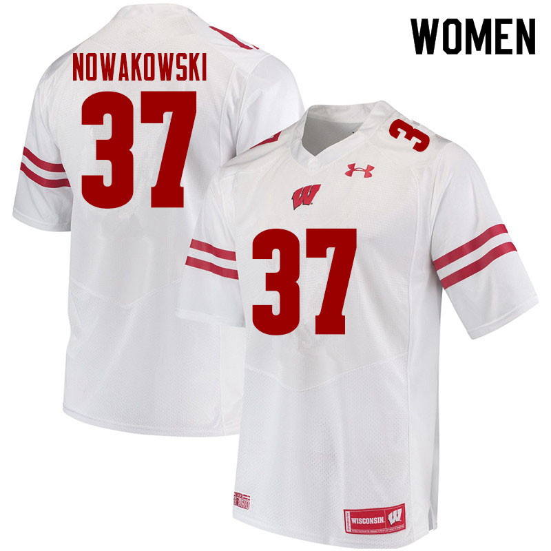 Women #37 Riley Nowakowski Wisconsin Badgers College Football Jerseys Sale-White